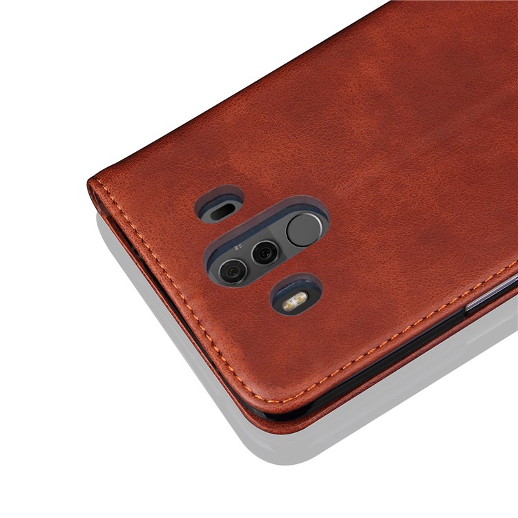 Auto-absorbed Retro Style Crazy Horse Leather Flip Stand Cell Phone Cover for Huawei Mate 10 Pro - Brown-3