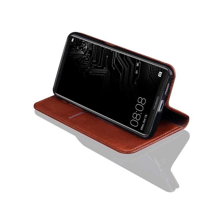 Auto-absorbed Retro Style Crazy Horse Leather Flip Stand Cell Phone Cover for Huawei Mate 10 Pro - Brown-4