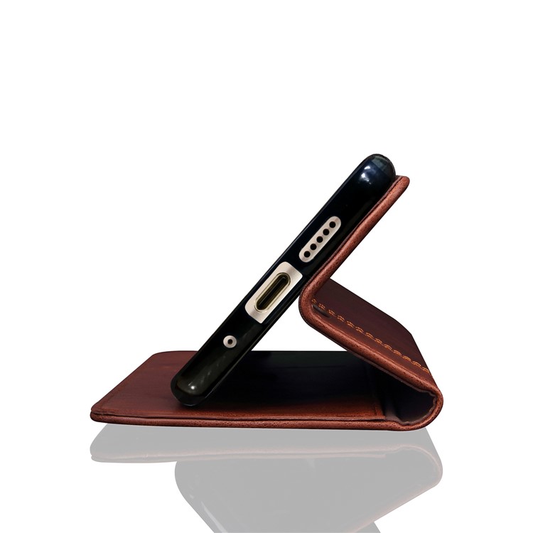 Auto-absorbed Retro Style Crazy Horse Leather Flip Stand Cell Phone Cover for Huawei Mate 10 Pro - Brown-5