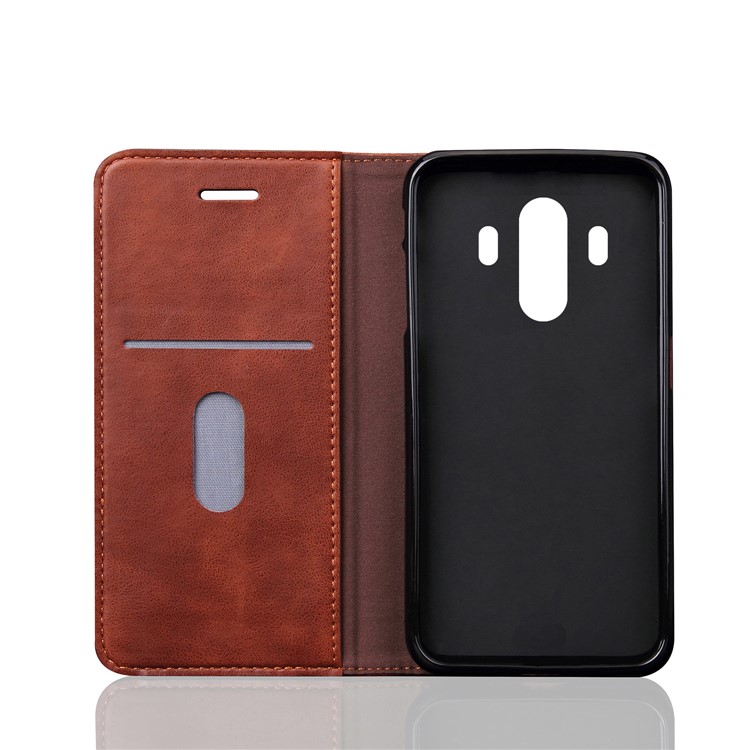 Auto-absorbed Retro Style Crazy Horse Leather Flip Stand Cell Phone Cover for Huawei Mate 10 Pro - Brown-6