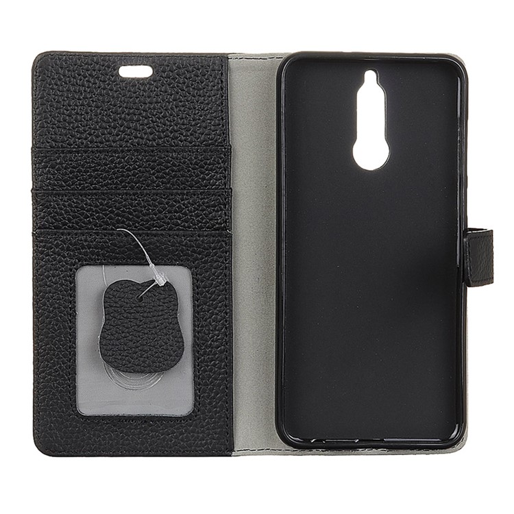 Litchi Grain Genuine Leather Wallet Cover for Huawei Mate 10 Lite / nova 2i / Maimang 6 / Honor 9i (India) - Black-3