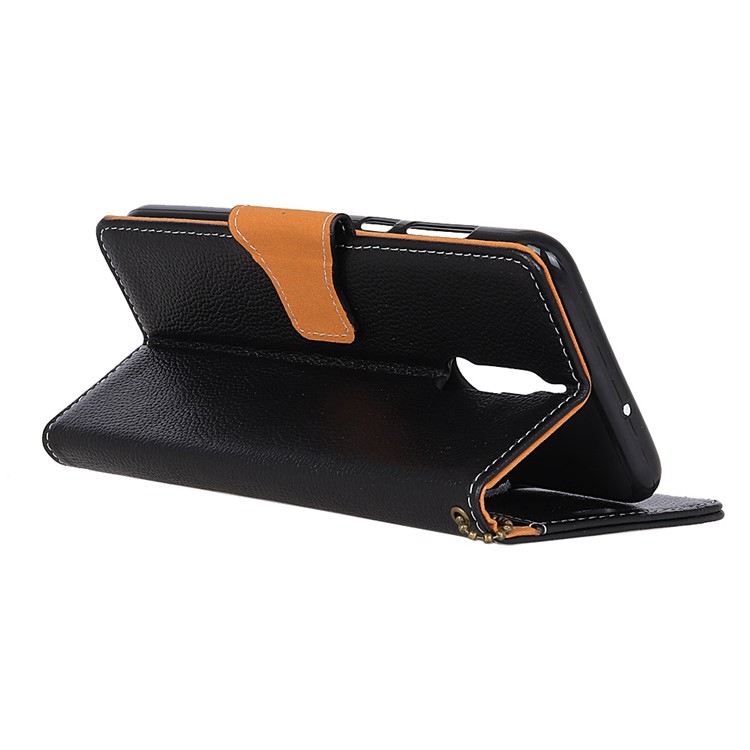 Litchi Texture Stand Wallet Genuine Leather Case for Huawei Mate 10 Lite - Black-4