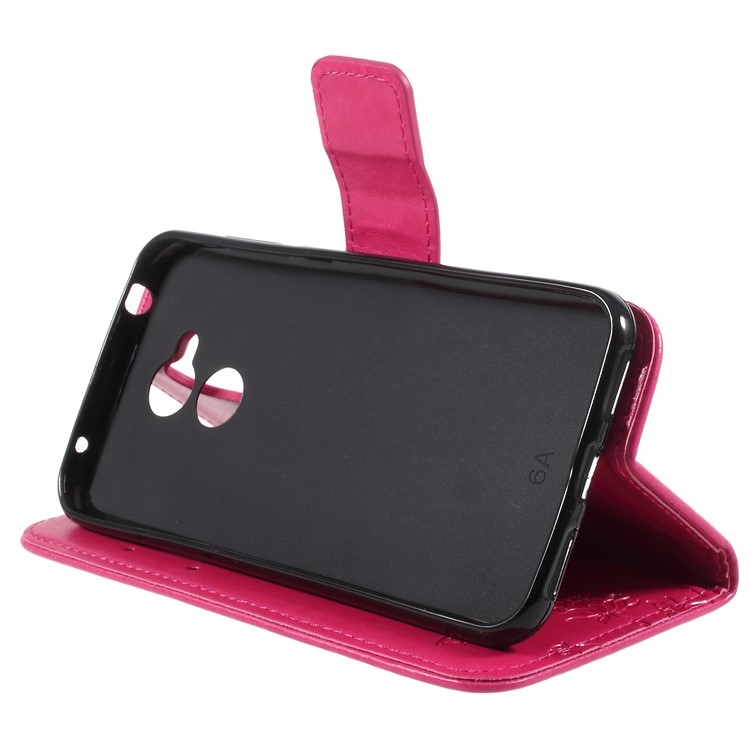 Imprint Butterfly and Flower Stand Wallet Leather Case for Huawei Honor 6A / 5C pro - Rose-4
