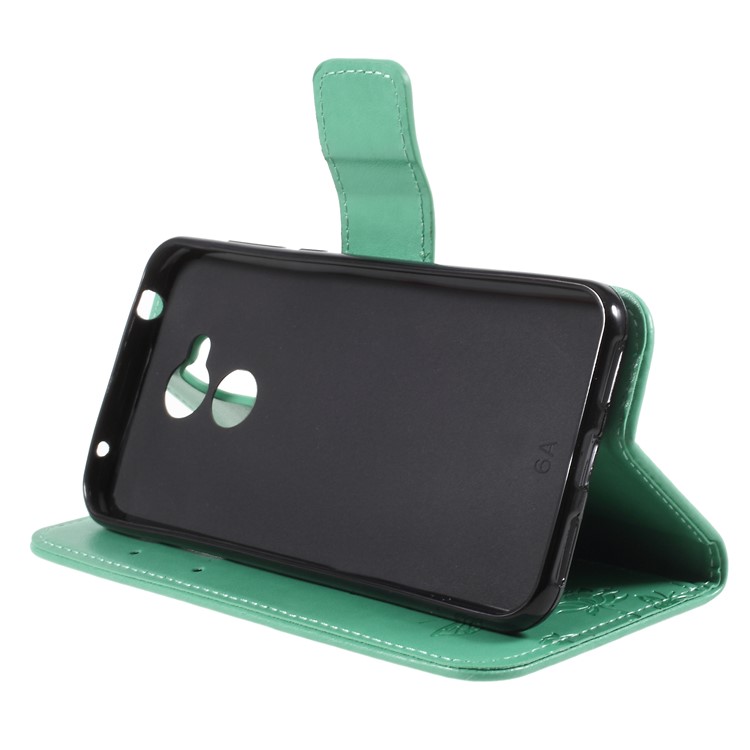 Imprint Butterfly and Flower Leather Protection Phone Shell for Huawei Honor 6A / 5C pro - Green-4