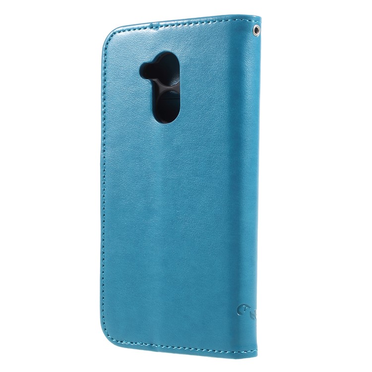 Imprint Butterfly and Flower Stand Leather Protective Phone Cover with Card Slots for Huawei Honor 6A / 5C pro - Blue-2