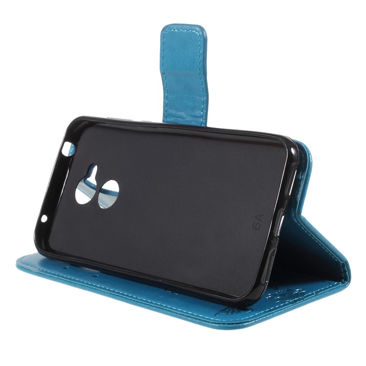 Imprint Butterfly and Flower Stand Leather Protective Phone Cover with Card Slots for Huawei Honor 6A / 5C pro - Blue-4
