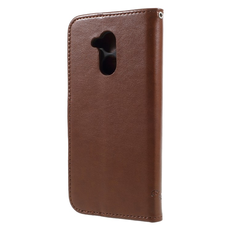Imprint Butterfly and Flower Leather Mobile Phone Cover Case for Huawei Honor 6A / 5C pro - Brown-2