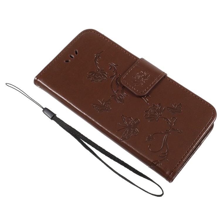 Imprint Butterfly and Flower Leather Mobile Phone Cover Case for Huawei Honor 6A / 5C pro - Brown-7