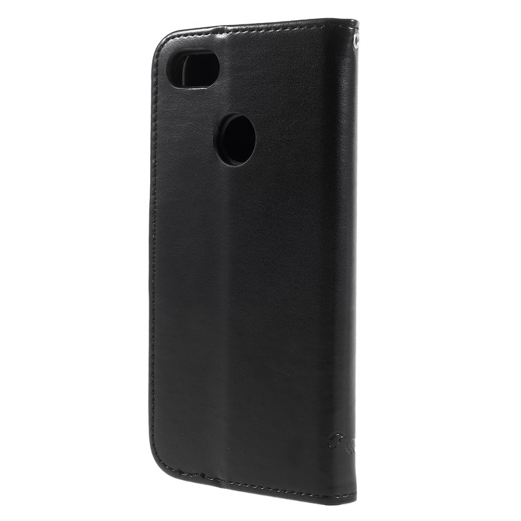 Imprint Butterfly and Flower PU Leather Cover for Huawei Y6 Pro (2017)/Enjoy 7/P9 lite mini - Black-2