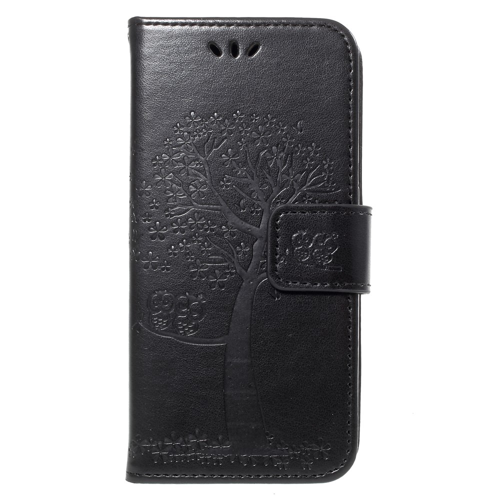 Imprint Tree Owl Leather Wallet Stand Case for Huawei P9 lite mini / Y6 Pro (2017) / Enjoy 7 - Black-3