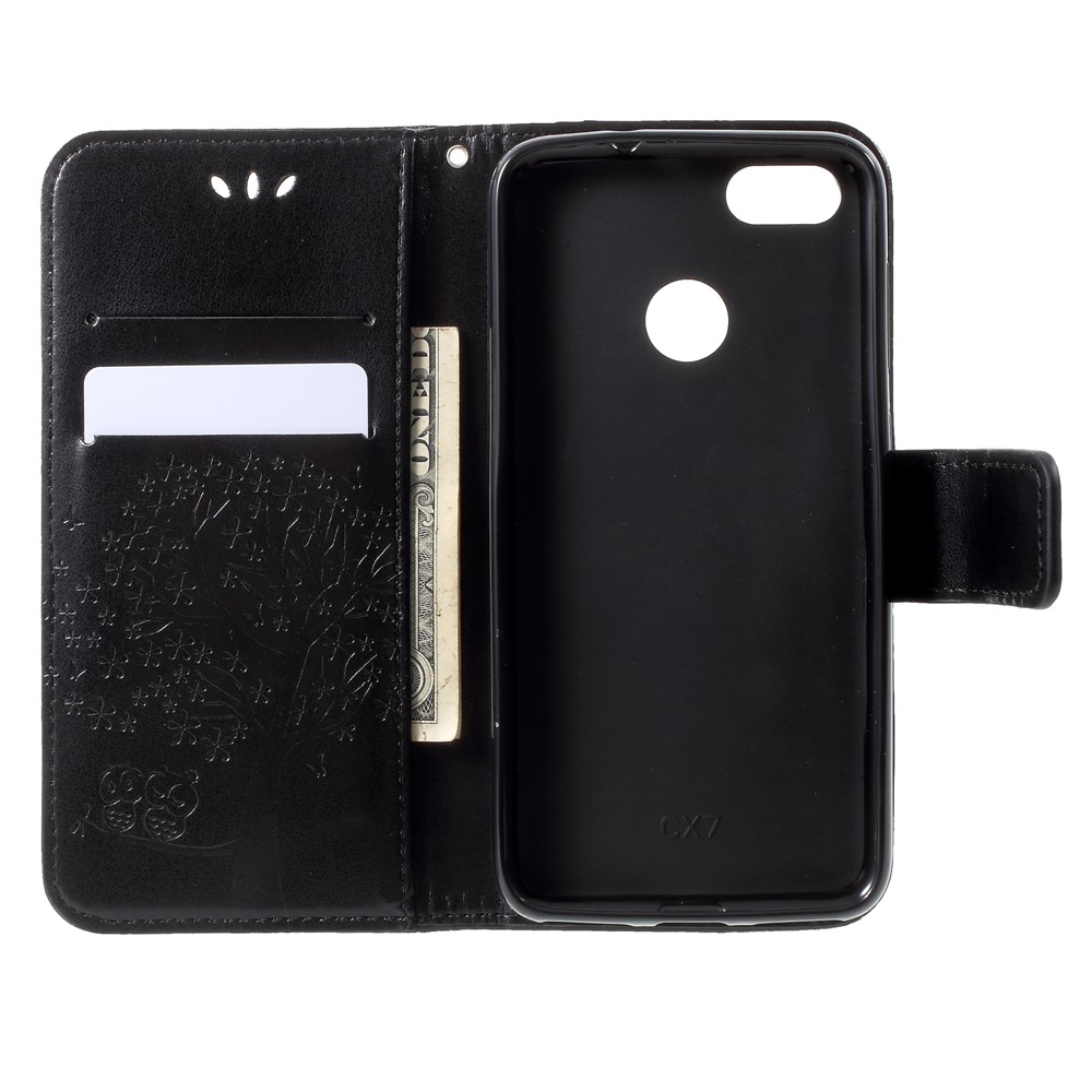 Imprint Tree Owl Leather Wallet Stand Case for Huawei P9 lite mini / Y6 Pro (2017) / Enjoy 7 - Black-5