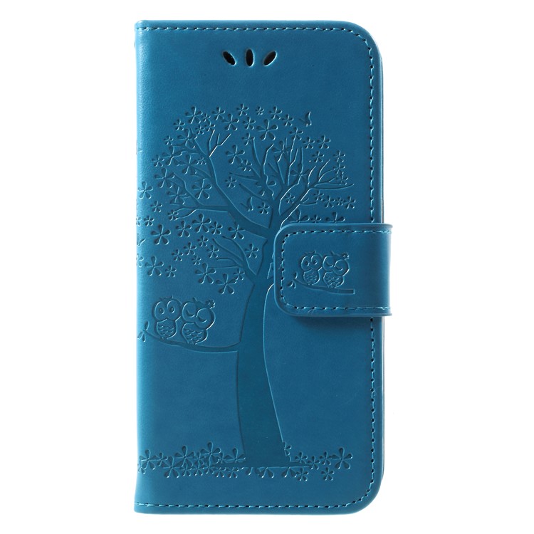 Imprint Tree Owl Flip Leather Card Holder Case for Huawei P9 lite mini / Y6 Pro (2017) / Enjoy 7 - Blue-1