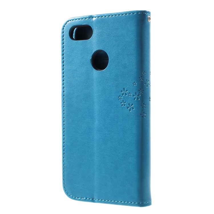 Imprint Tree Owl Flip Leather Card Holder Case for Huawei P9 lite mini / Y6 Pro (2017) / Enjoy 7 - Blue-2