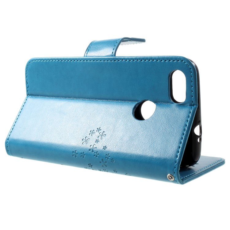 Imprint Tree Owl Flip Leather Card Holder Case for Huawei P9 lite mini / Y6 Pro (2017) / Enjoy 7 - Blue-4