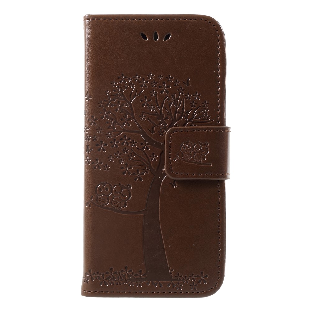 Imprint Tree Owl Leather Protective Case Cover for Huawei P9 lite mini / Y6 Pro (2017) / Enjoy 7 - Brown-1
