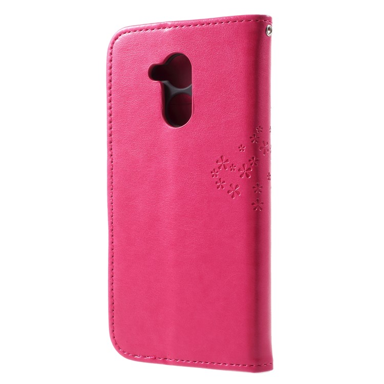 Imprint Tree Owl Magnetic Wallet PU Leather Stand Cover for Huawei Honor 6A/Honor 5C pro - Rose-2