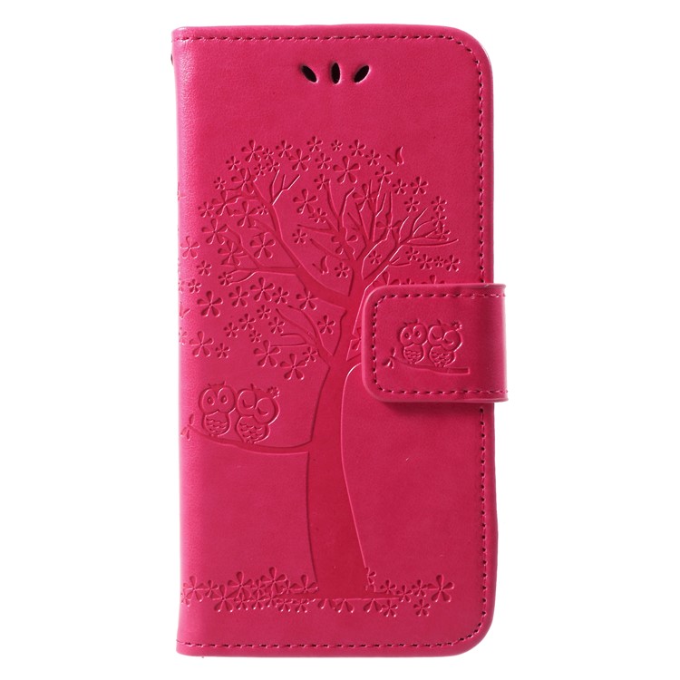 Imprint Tree Owl Magnetic Wallet PU Leather Stand Cover for Huawei Honor 6A/Honor 5C pro - Rose-3