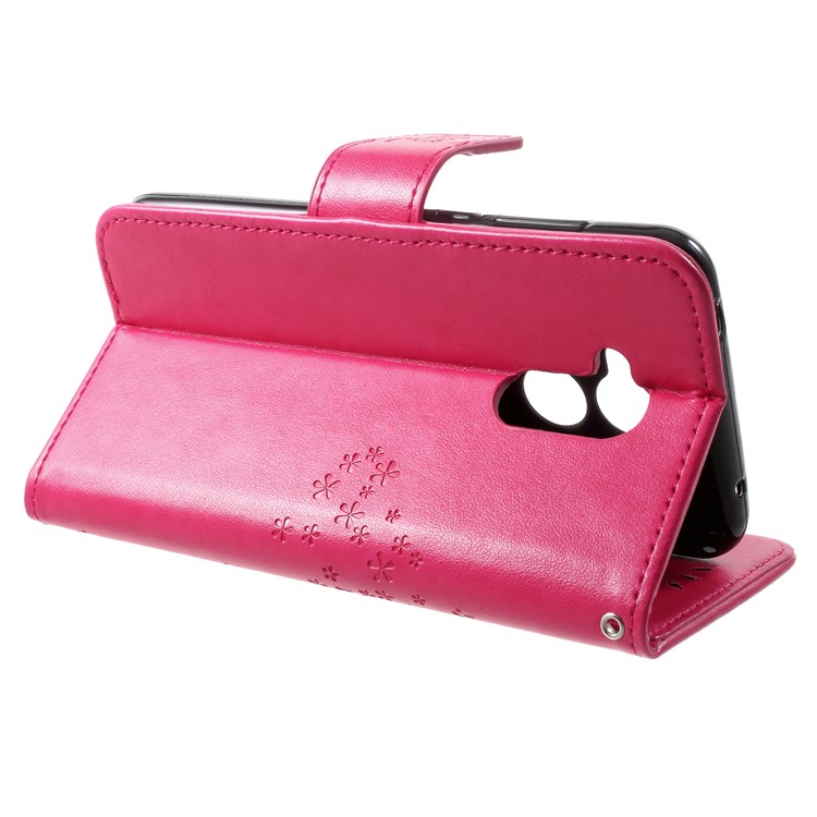 Imprint Tree Owl Magnetic Wallet PU Leather Stand Cover for Huawei Honor 6A/Honor 5C pro - Rose-4