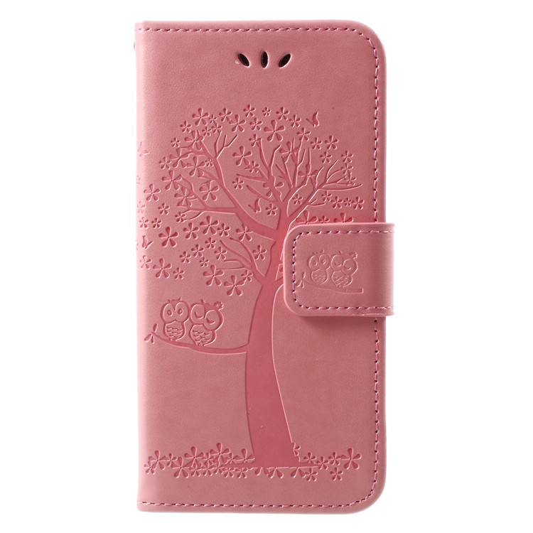 Imprint Tree Owl Magnetic Wallet PU Leather Stand Casing for Huawei Honor 6A/Honor 5C pro - Pink-1