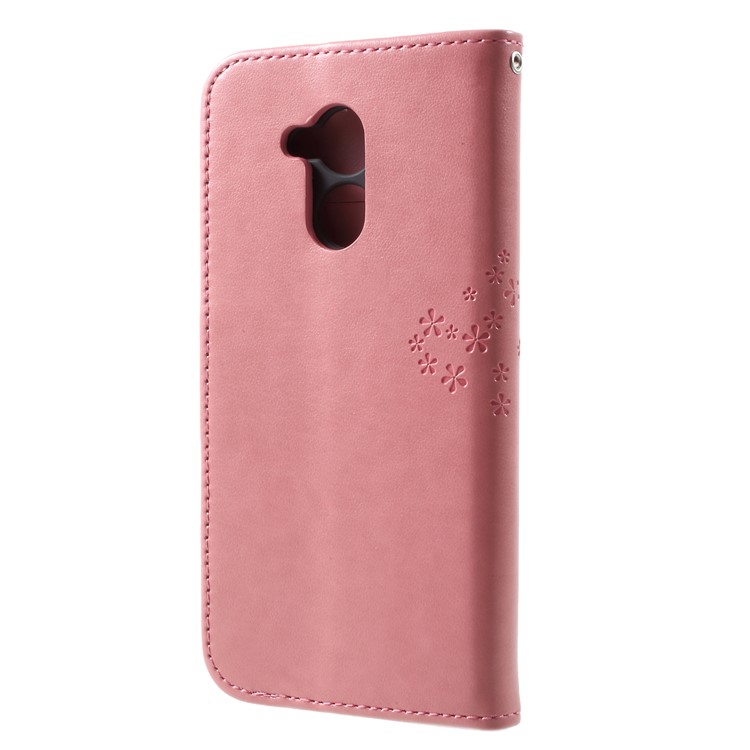 Imprint Tree Owl Magnetic Wallet PU Leather Stand Casing for Huawei Honor 6A/Honor 5C pro - Pink-2