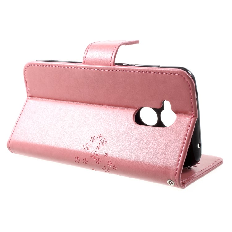 Imprint Tree Owl Magnetic Wallet PU Leather Stand Casing for Huawei Honor 6A/Honor 5C pro - Pink-4