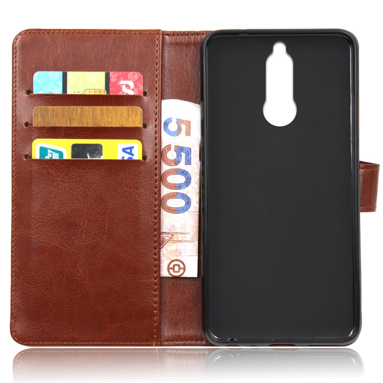 BOGVED Crazy Horse PU Leather Wallet Phone Case for Huawei Mate 10 Lite - Brown-2