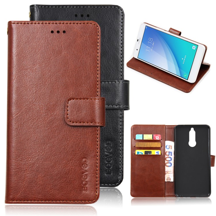 BOGVED Crazy Horse PU Leather Wallet Phone Case for Huawei Mate 10 Lite - Brown-5