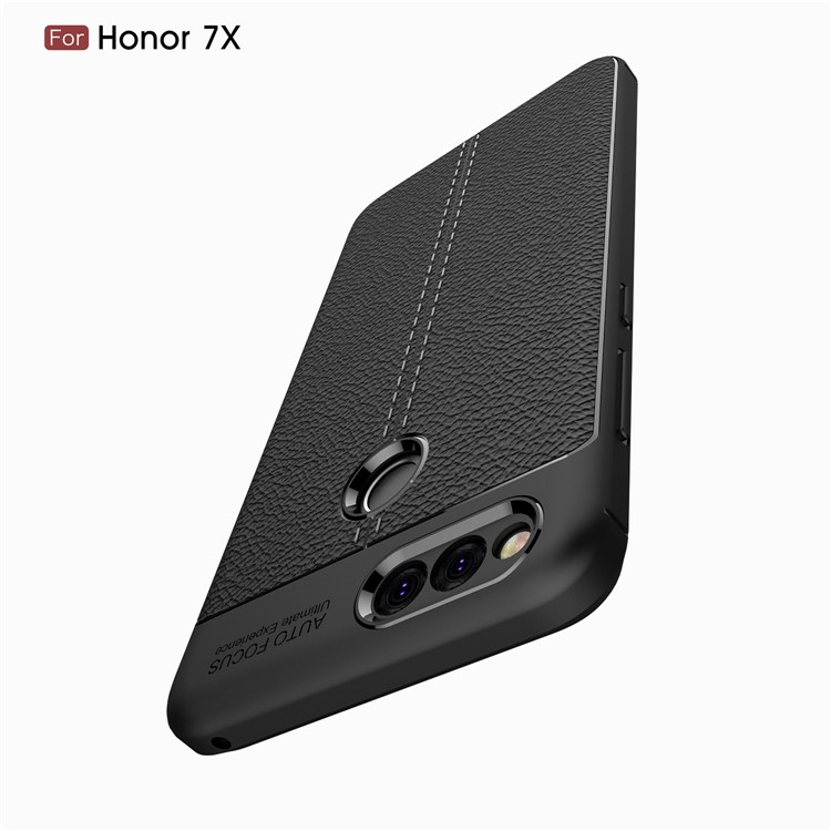 Litchi Grain Soft TPU Back Cover for Huawei Honor 7X - Black-10