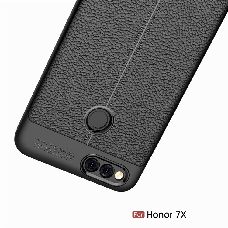 Litchi Grain Soft TPU Back Cover for Huawei Honor 7X - Black-11