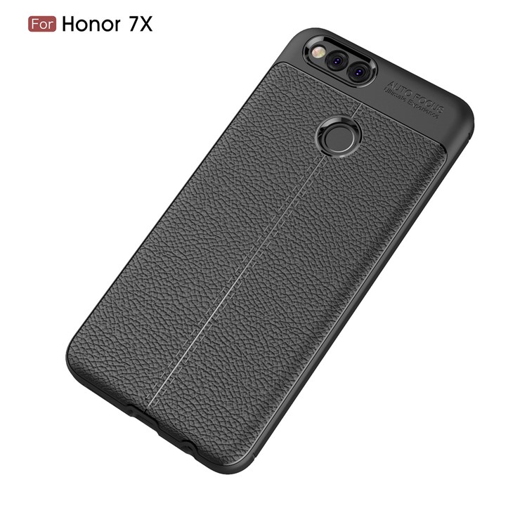 Litchi Grain Soft TPU Back Cover for Huawei Honor 7X - Black-12