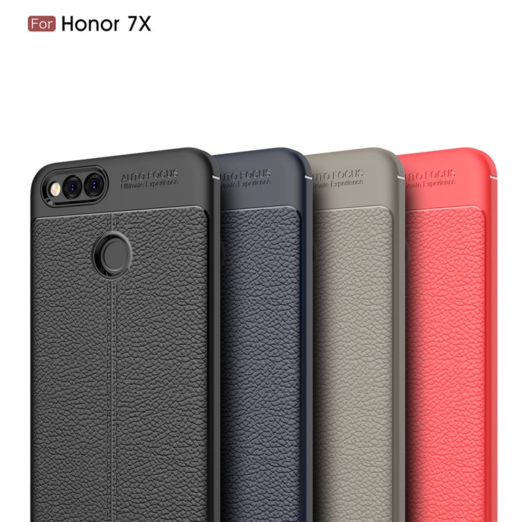 Litchi Grain Soft TPU Back Cover for Huawei Honor 7X - Black-13