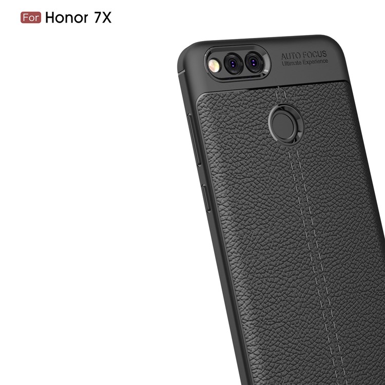 Litchi Grain Soft TPU Back Cover for Huawei Honor 7X - Black-3