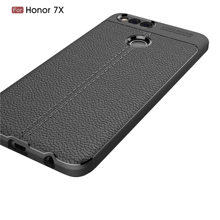 Litchi Grain Soft TPU Back Cover for Huawei Honor 7X - Black-4