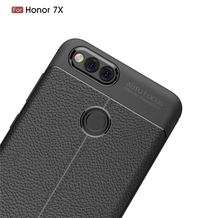 Litchi Grain Soft TPU Back Cover for Huawei Honor 7X - Black-5