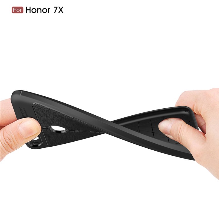 Litchi Grain Soft TPU Back Cover for Huawei Honor 7X - Black-8