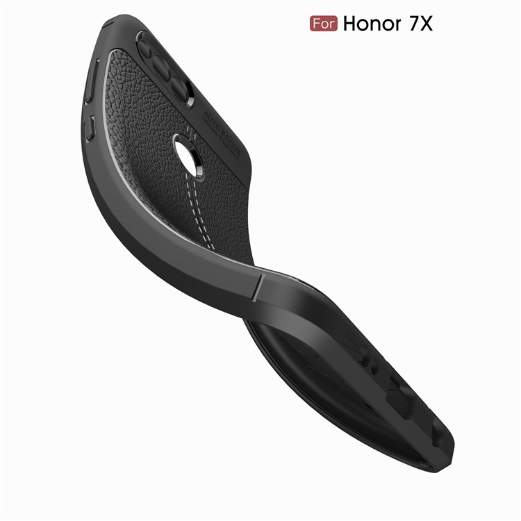 Litchi Grain Soft TPU Back Cover for Huawei Honor 7X - Black-9