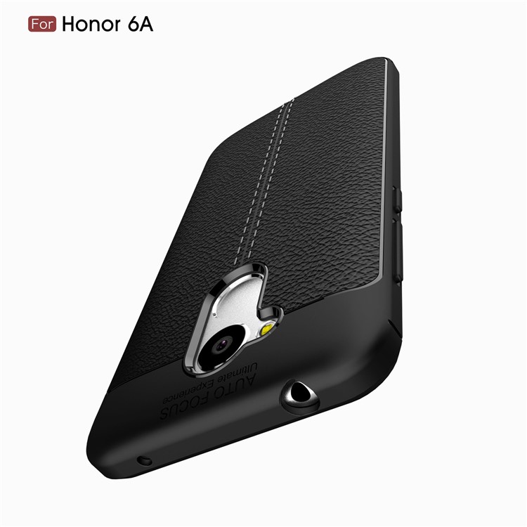 Litchi Grain TPU Back Phone Casing for Huawei Honor 6A - Black-10