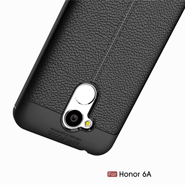 Litchi Grain TPU Back Phone Casing for Huawei Honor 6A - Black-11