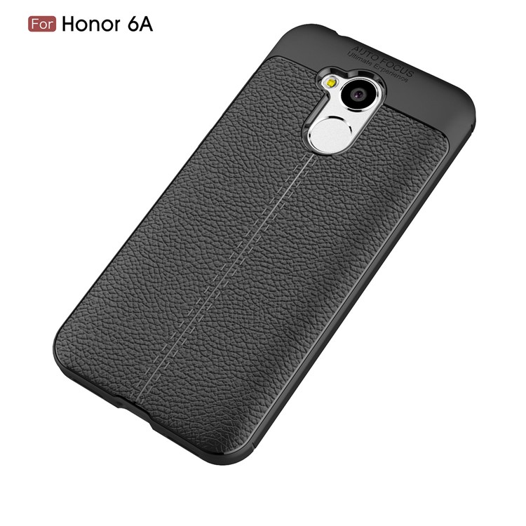 Litchi Grain TPU Back Phone Casing for Huawei Honor 6A - Black-12