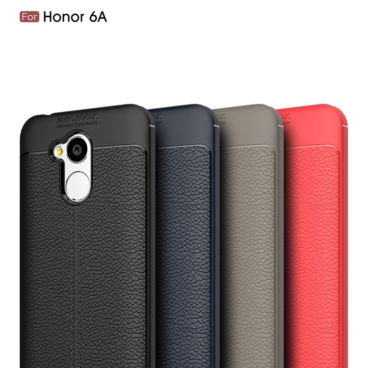 Litchi Grain TPU Back Phone Casing for Huawei Honor 6A - Black-13