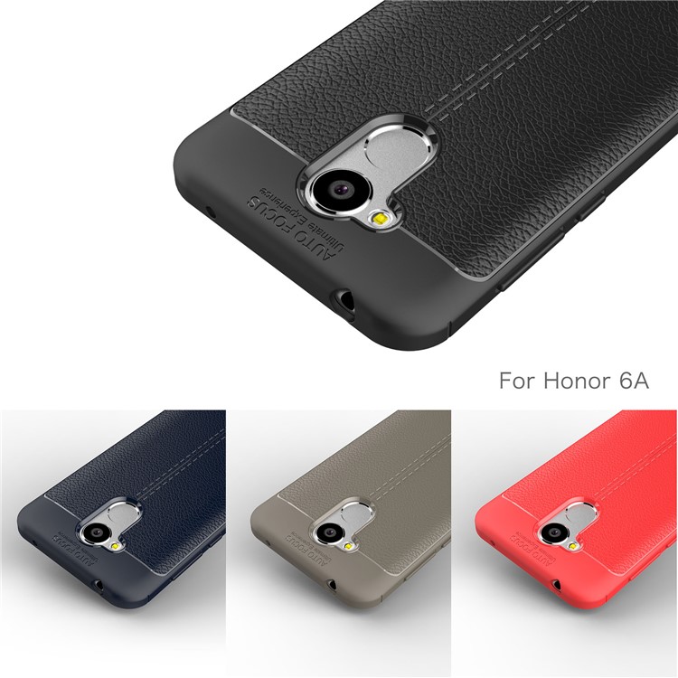 Litchi Grain TPU Back Phone Casing for Huawei Honor 6A - Black-14