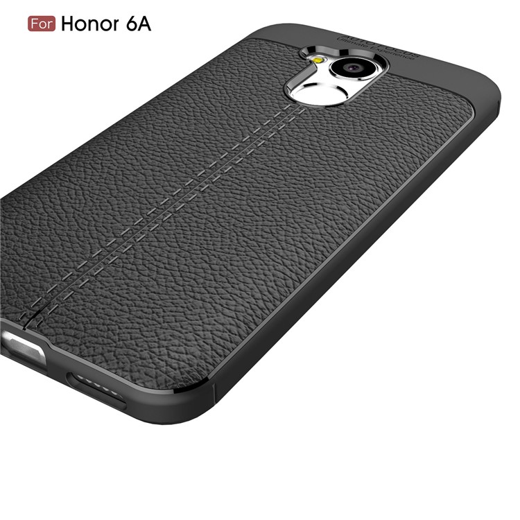 Litchi Grain TPU Back Phone Casing for Huawei Honor 6A - Black-4