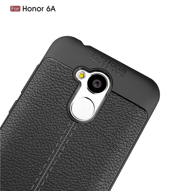 Litchi Grain TPU Back Phone Casing for Huawei Honor 6A - Black-5