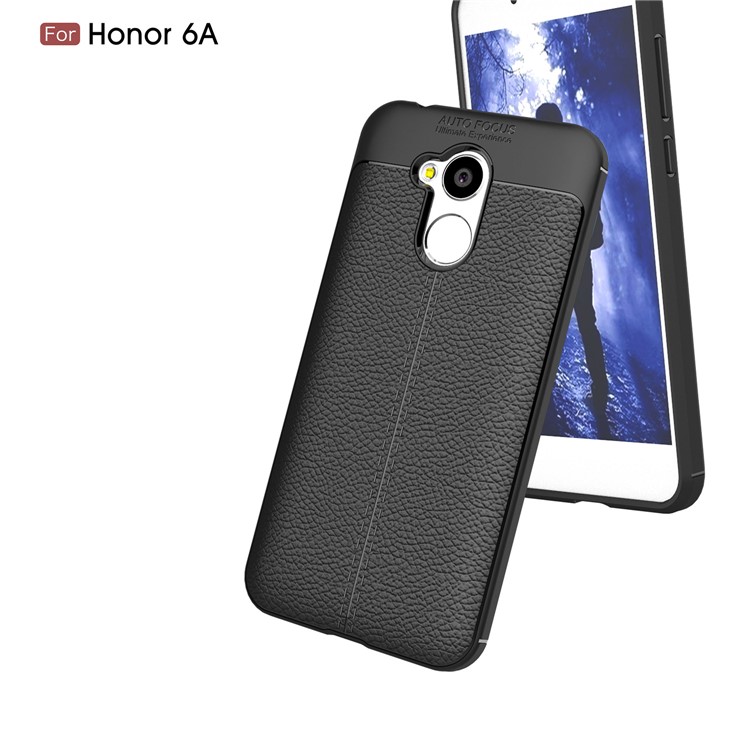 Litchi Grain TPU Back Phone Casing for Huawei Honor 6A - Black-6