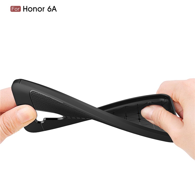 Litchi Grain TPU Back Phone Casing for Huawei Honor 6A - Black-8