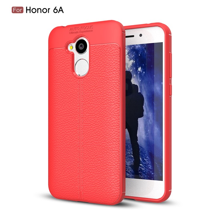 Litchi Grain TPU Back Protection Phone Back Case for Huawei Honor 6A / Honor 5C pro - Red-1