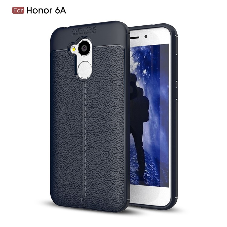 For Huawei Honor 6A / Honor 5C pro Litchi Texture TPU Back Phone Protective Cover Shell - Dark Blue-1