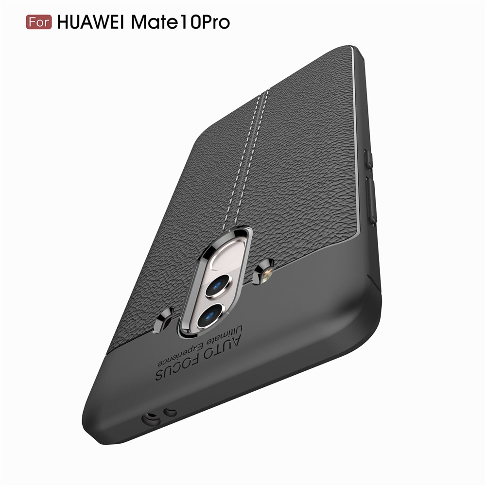 Litchi Grain Soft TPU Back Cover for Huawei Mate 10 Pro - Black-10