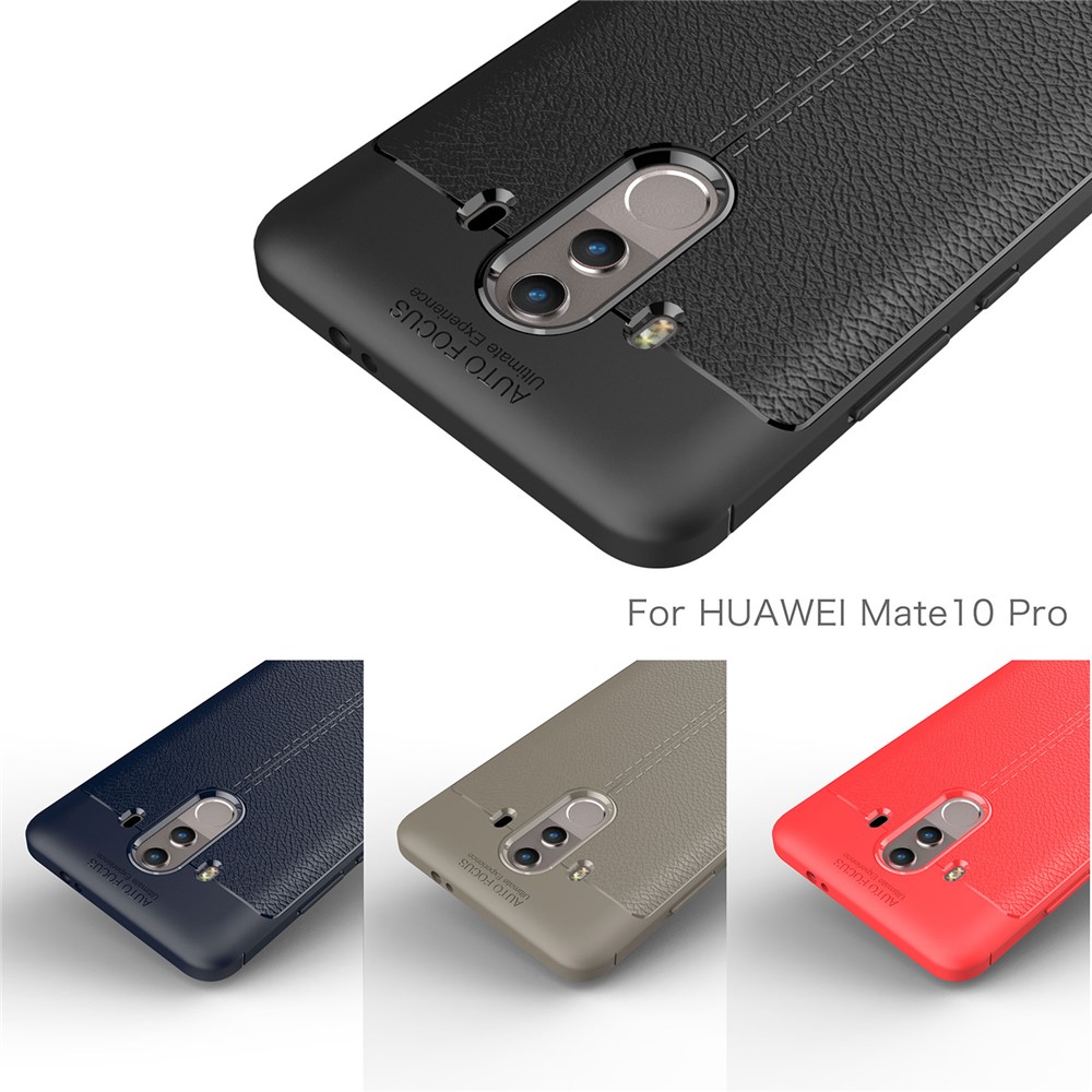 Couvercle Arrière TPU à Grain Litchi Soft Pour Huawei Mate 10 Pro - le Noir