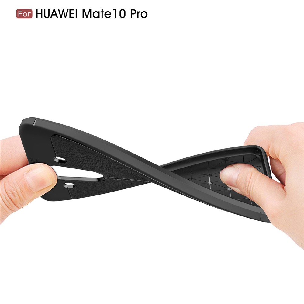 Cover Posteriore Tpu Morbido di Grana Litchi Per Huawei Mate 10 Pro - Nero